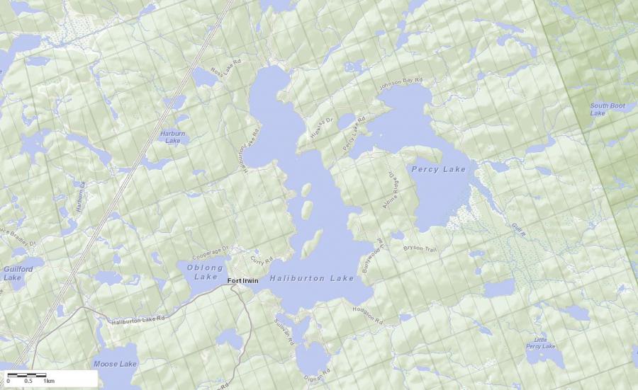 Topographical Map of Haliburton Lake in Municipality of Dysart et al and the District of Haliburton